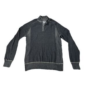 BKE Standard Fit Cotton Sweater 1/4 Zip Mock Neck Acid Washed Black Mens Medium